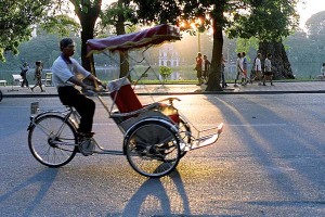 Cyclo is one of typical vehicles in Hanoi