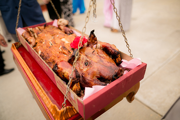 Roasted pig from bride's family offering to the groom's family in the wedding, Vietnam tour vacations
