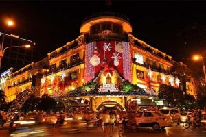 Christmas Day in Hanoi Street, Vietnam Christmas Holidays