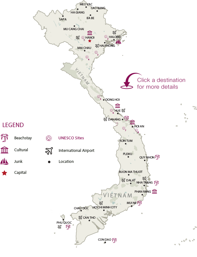 Vietnam Map, Vietnam local tours