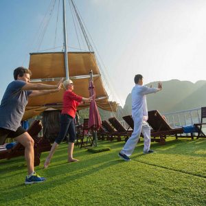 Tai Chi Class on Cruise, Vietnam Beach Travel Package