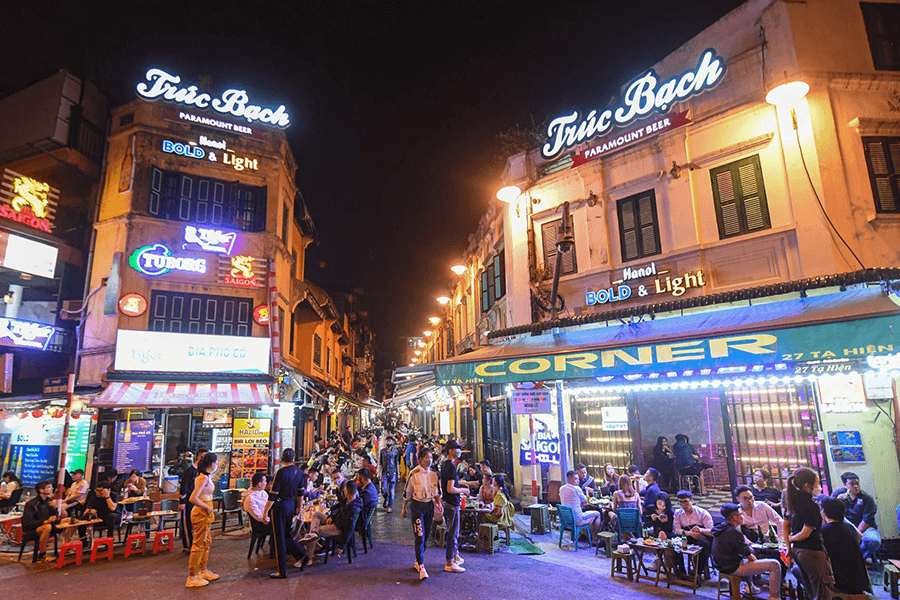 Ta Hien Street at night, Vietnam beach tour packages
